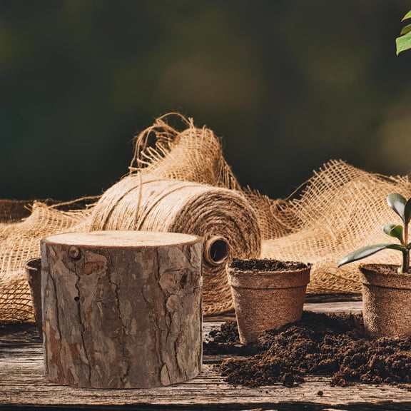 PBPBOX 4Pcs Tree Stump for Home Decor Rustic Planter 2.20X2.20X1.97In