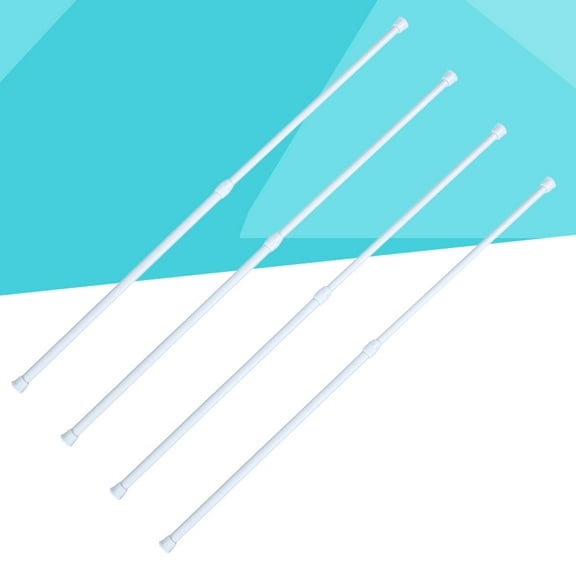 PBPBOX 4Pcs Corner Shower Curtain Rod White Metal Tension Bar Easy Locking with Wall Friendly Design