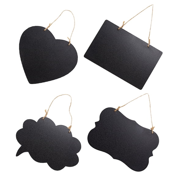 PBPBOX 4Pcs Black Chalkboard Hanging Board Creative Design for Wedding Party Sign and Message