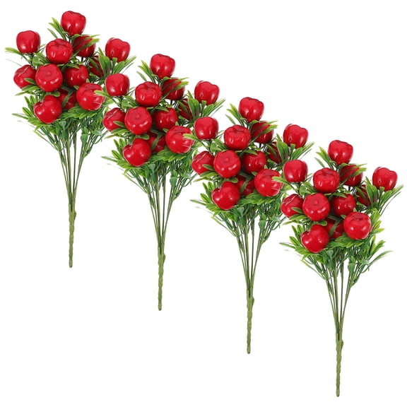 PBPBOX Pbpbox Red Plastic Artificial Apples Branch for Party Decor 4Pcs