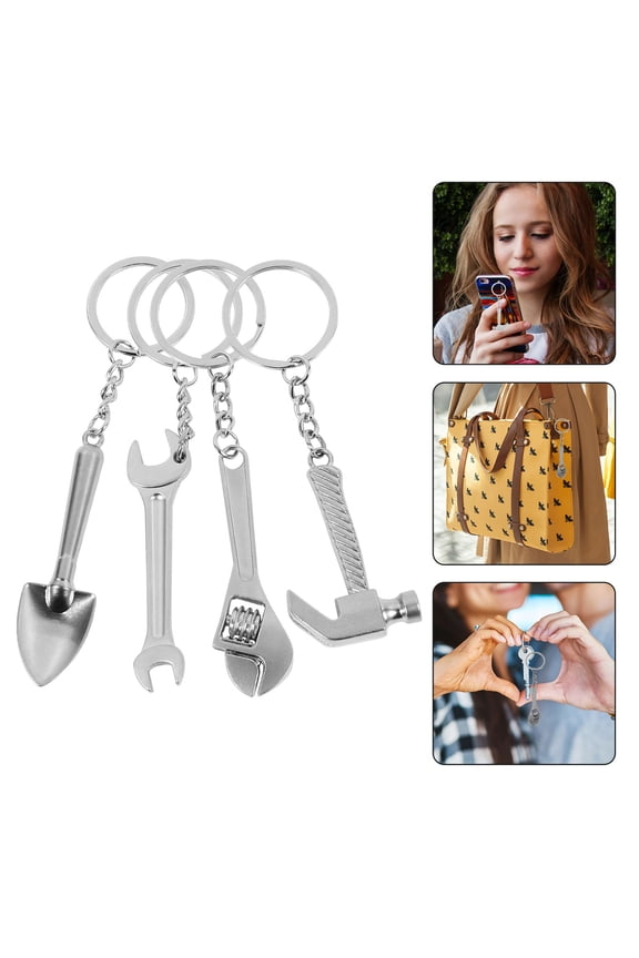 4Set Mini Tool Keychain for Men Women Stainless Steel Creative Keyring Daily Use