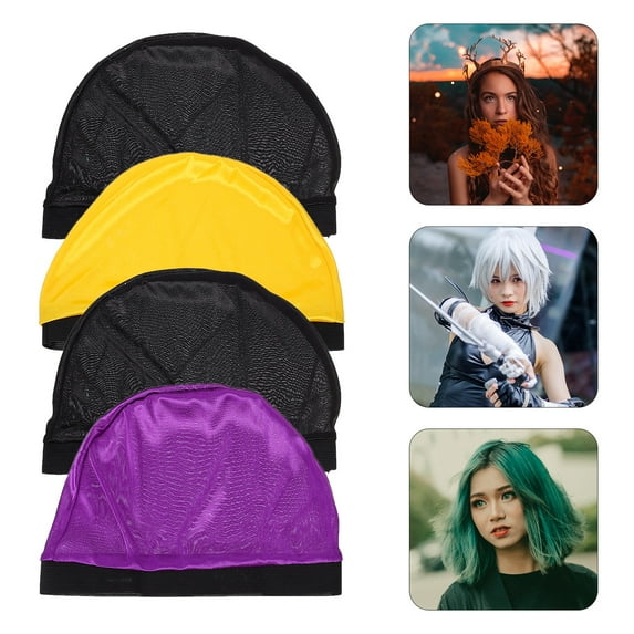 PBPBOX 4Pcs Professional Wig Dome Caps Stretch Stocking Caps for Secure Comfortable Adult Hair