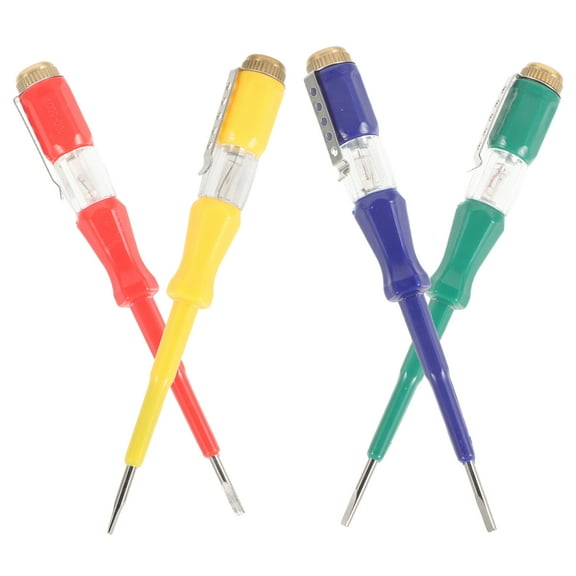 PBPBOX 4Set Voltage Tester Pencil Steel Assorted Color Live Wire Testing for Electricians
