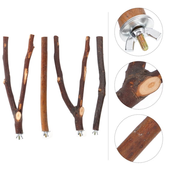 PBPBOX 4Pcs Assorted Color Wooden Bird Perch Stand Durable Parrot Climbing Pole for Cage Accessories