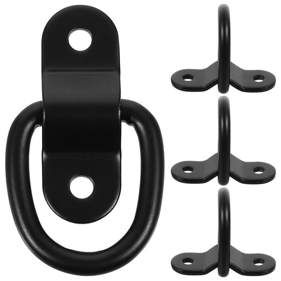 PBPBOX Black D Ring Tie Down 4Pcs Sturdy Iron for Trailers and Car Applications