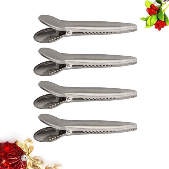 PBPBOX Seal Snack Clips Multi Function Sealing Clips Silver Stainless Steel 4Pcs
