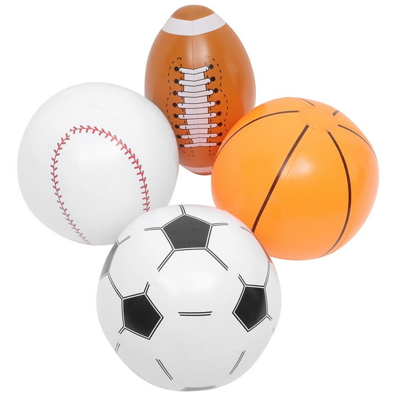 PBPBOX 4pcs Small Sports Balls PVC Inflatable Decoration for Pool Party Fun