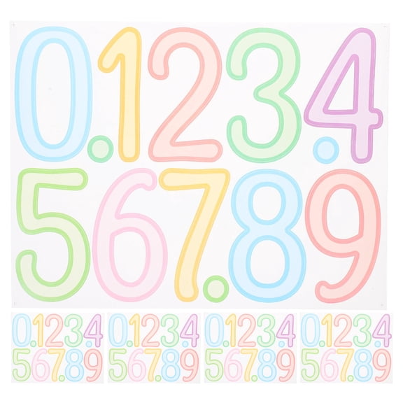 PBPBOX 5 Sheets Peel And Stick Numbers For Mailbox Outside Assorted Color Vinyl Artistic Style
