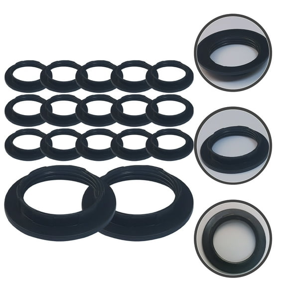 PBPBOX 50pcs Lamp Socket Retainer Ring Lampshade Fittings Black Light Shade Adaptor