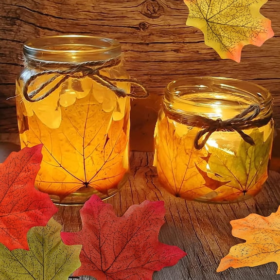 PBPBOX Artificial Fall Leave DIY Material Maple Leaf Shape Multi-Colored 500Pcs