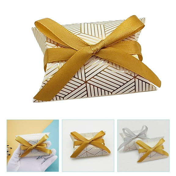 PBPBOX 50Pack Bridal Shower Boxes with Ribbons Gold Foil for Event Organizers