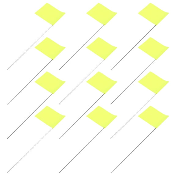 PBPBOX 50Set Yellow Steel Wire PVC Irrigation Flags for Marking Sprinklers Garden Yard Flag 14.96X5X0.04In