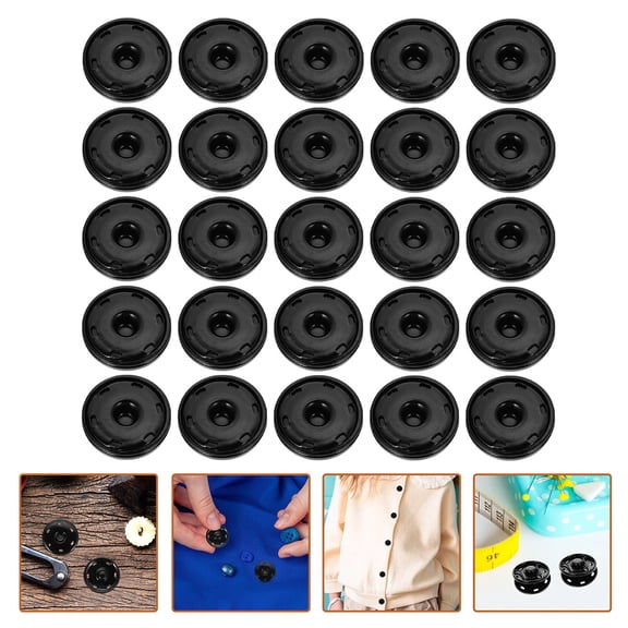 PBPBOX button snap press Snap Buttons Alloy Black 50pcs