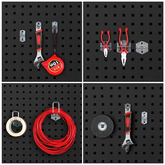 PBPBOX 1Set Plated Silver Metal Peg Hook Set with Curved and U Shaped Hooks for Workshop Tool Hanging