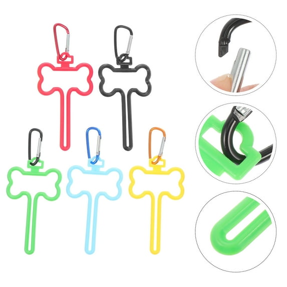 PBPBOX 5Pcs Dog Leash Bag Clips Assorted Color Durable Handy Hands Free Waste Bag Holders