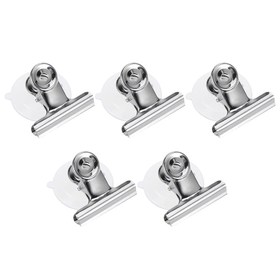 PBPBOX 5Pcs Silver Stainless Suction Clamps Easy Remove Household Suction Clips