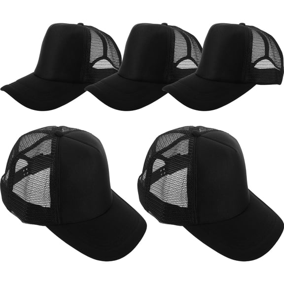 PBPBOX 5Pcs Black Sublimation Baseball Caps for Men Women with Simple Style for Events