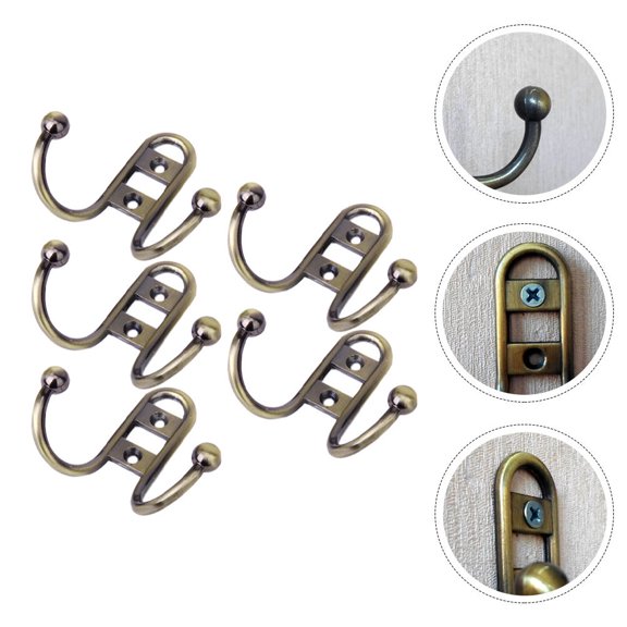 PBPBOX 5Pcs Coffee Color Metal Clothes Hooks Simple Wall Door Organizer for Home