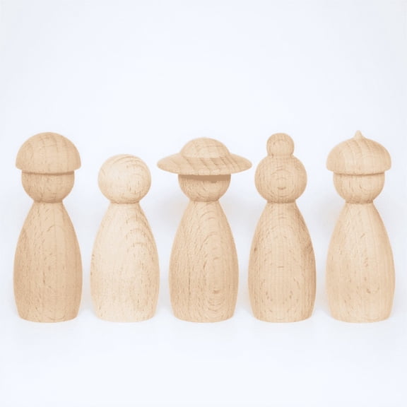 PBPBOX 5Pcs Miniature People Figurines Khaki Wooden Puppet Making Kit for Adults