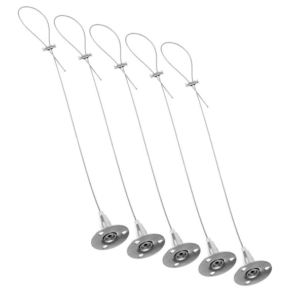 PBPBOX 5Pcs Picture Rail Hanging System Silver Wire Rope Hooks for Ceiling Use