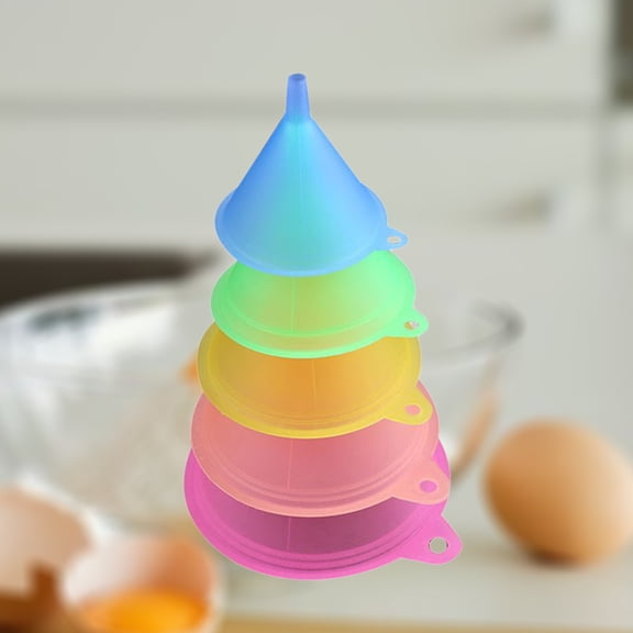 PBPBOX 5Pcs Bottle Filling Funnels in Assorted Colors for Neat Transfer of Liquids and Powders