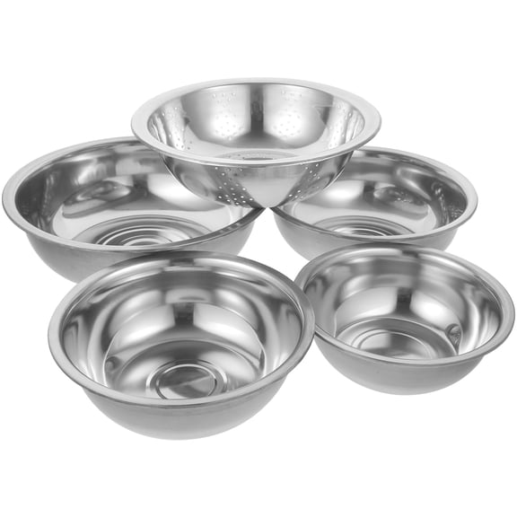 PBPBOX Kitchen Sieve Stainless Steel 5Pcs 10.2In Round Silver