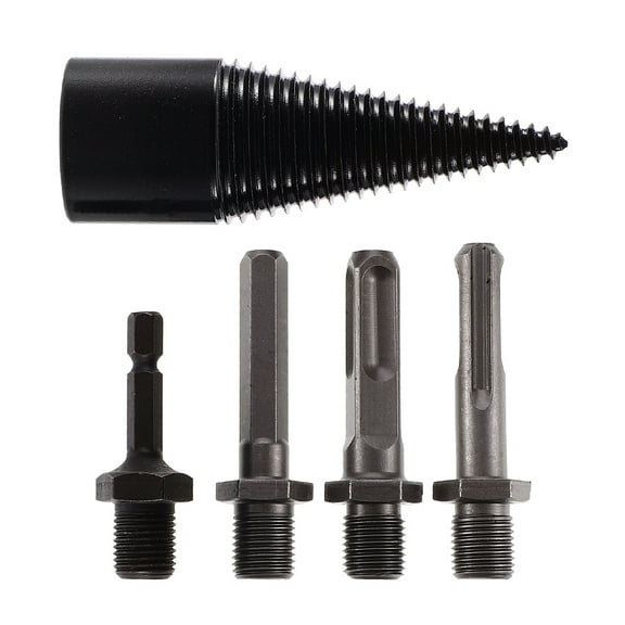 PBPBOX 5Pcs Firewood Splitting Drill Bit Heavy Duty Wood Splitter in Black for Home