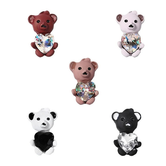 PBPBOX 5pcs Bear Figurines Home Decor Assorted Color Manicure Decoration for Women