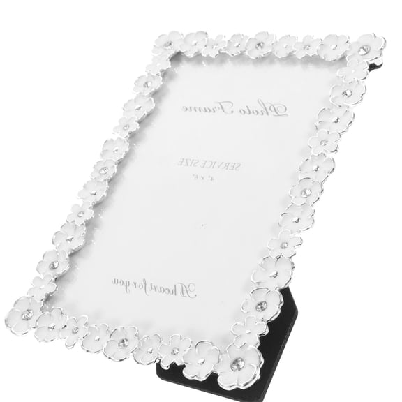 PBPBOX Rhinestone Picture Frame White Metal 1Pack