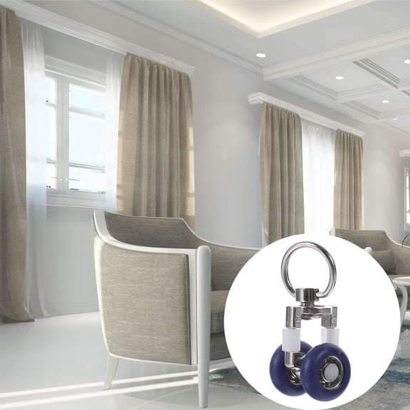 PBPBOX Drapery Curtain Rollers PE Stainless Steel Multi Purpose Blue 6Pcs 1.57X0.75X0.59In