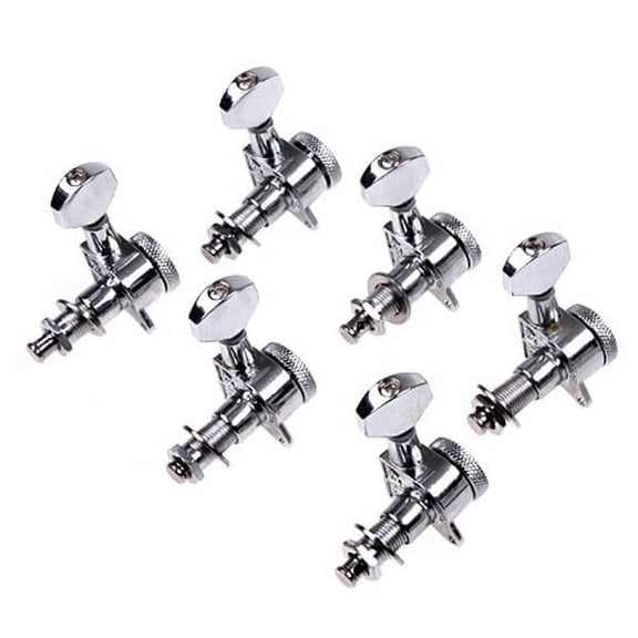 PBPBOX 6 Pieces Acoustic Guitar Pegs Steel Gear Silver for Guitarists