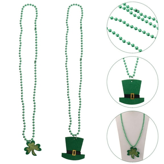 PBPBOX 6PCS St Patricks Day Necklace Clover Plastic Accessories Party Favor