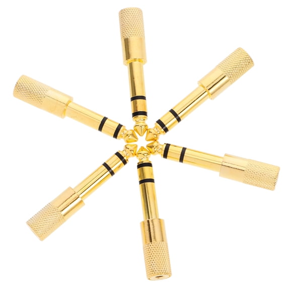 PBPBOX 6Pcs Portable Golden 6.5mm to 3.5mm Stereo Adapter Compatible with Audio Devices