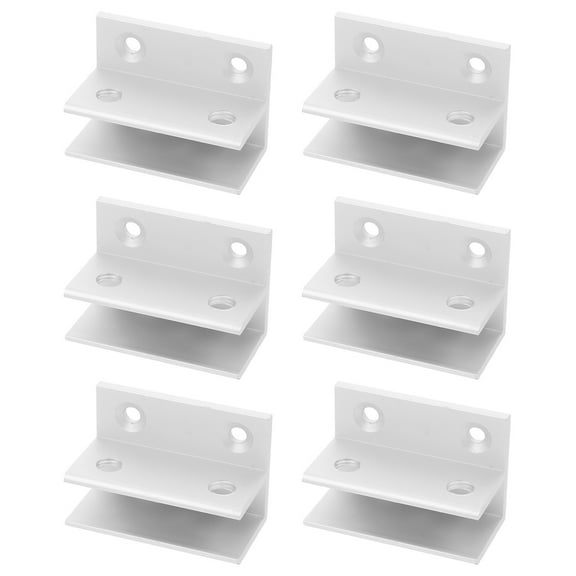 PBPBOX 6Pcs Aluminum Alloy Glass Clamp Silver Wall Mount Bracket for Glass Panels 5.4x3.6x2.7in