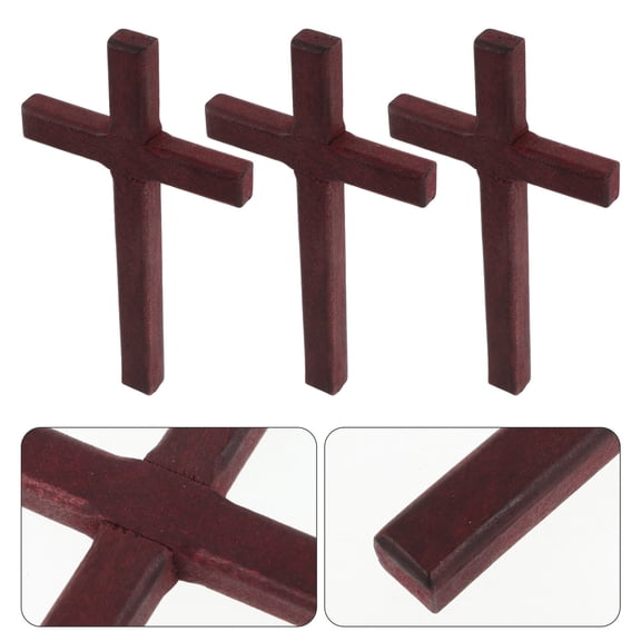 PBPBOX Unfinished Crosses Wooden Cross Dark Red 6Pcs Decoration