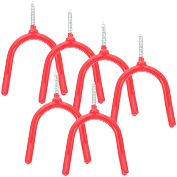 PBPBOX 6Pcs Red Metal Garage Hooks Heavy Duty Wall Mount Storage Hooks for Tool Organization