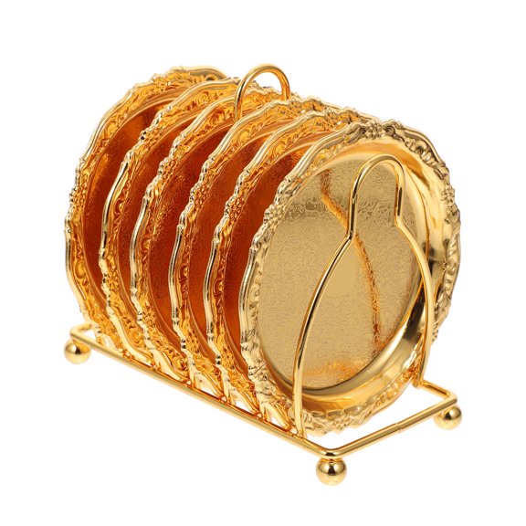 PBPBOX 6Pcs Heat Resistant Mat For Cup Zinc Alloy Golden Simple and Elegant Design For Bedroom