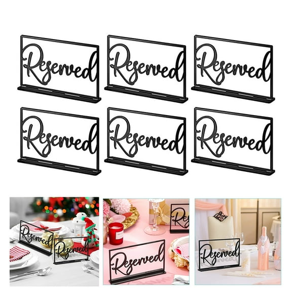 PBPBOX 6Pcs Reserve Signs for Tables for Evening Gatherings Acrylic Reserved Table Indication Black