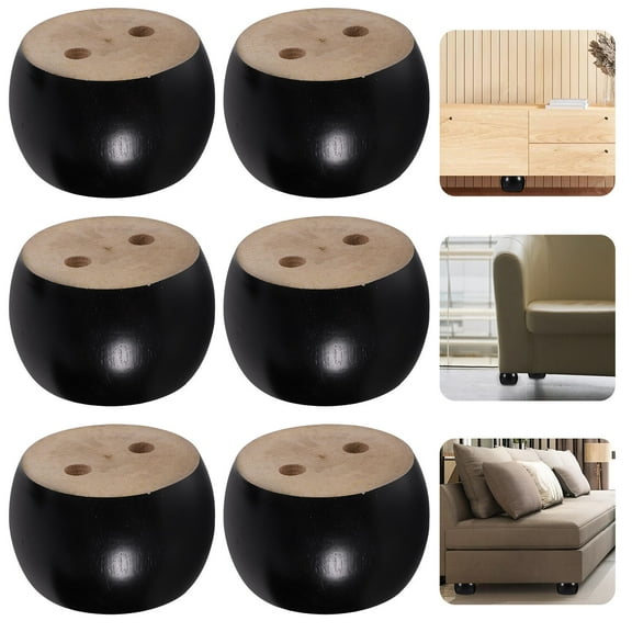 PBPBOX 6Pcs Sturdy Furniture Legs Wood Couch Risers Black Classic Decoration