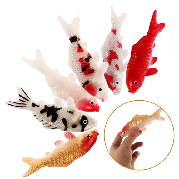 PBPBOX 6Pcs Artificial Fancy Carp Fish Figure Aquarium Decor Assorted Color Realistic Fake Fish