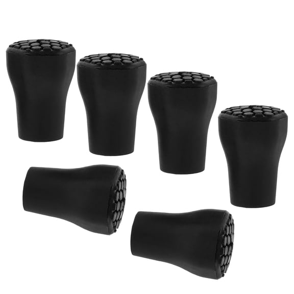 PBPBOX 6pcs Hiking Pole Tips Trekking Pole Tips Black Plastic Wear-resistant Caps for Trekking