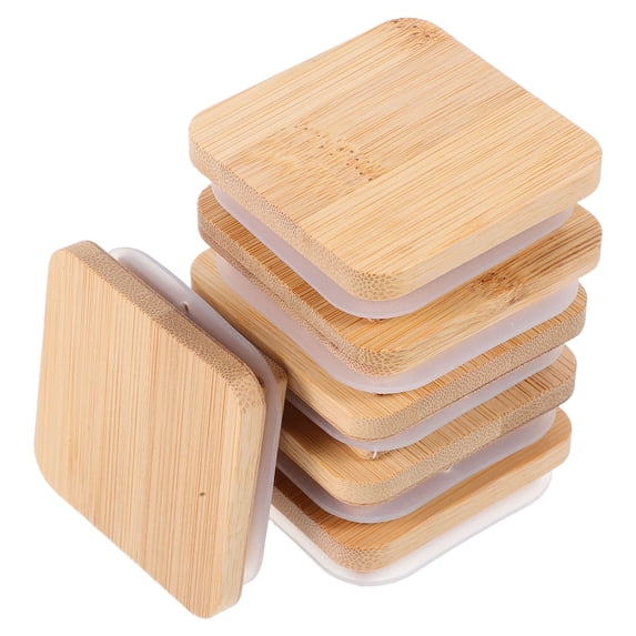 PBPBOX Wooden Mason Jar Lids Wood Lids Bamboo Sealing Households Bathroom Organization 6Set