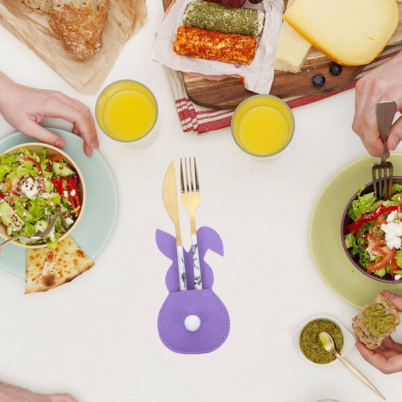 PBPBOX Silverware Holder For Party Felt Bunny Utensil Pouch Assorted Color 8Pcs