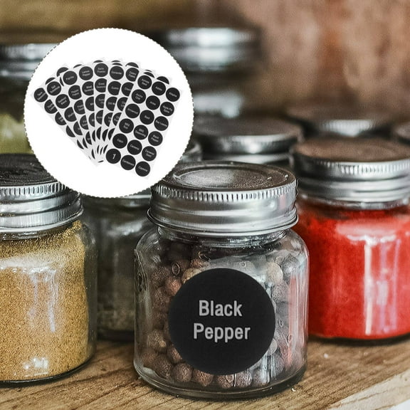 PBPBOX Round Kitchen Label Stickers for Seasoning Bottles Easy to Apply and Water Resistant