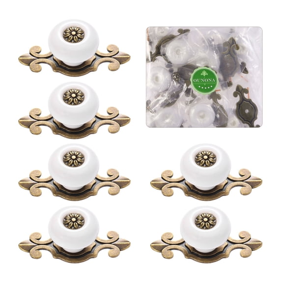 PBPBOX 8Pack Kitchen Cupboard Handle Style Round Ceramic Door Pull Handles Tanned 7.5 x 3.5 x 0.5 in