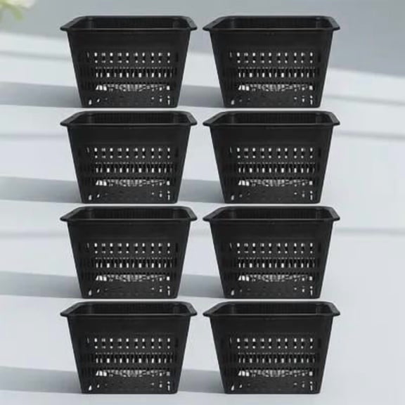PBPBOX Hydroponic Net Pots, Black Plastic, for Versatile Planting and Storage, 8Pcs