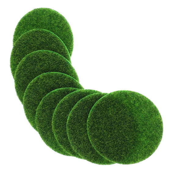 PBPBOX Artificial Grass Turf Green 8Pack 3x3in Round Miniature Design Nonwoven Fabric Nylon