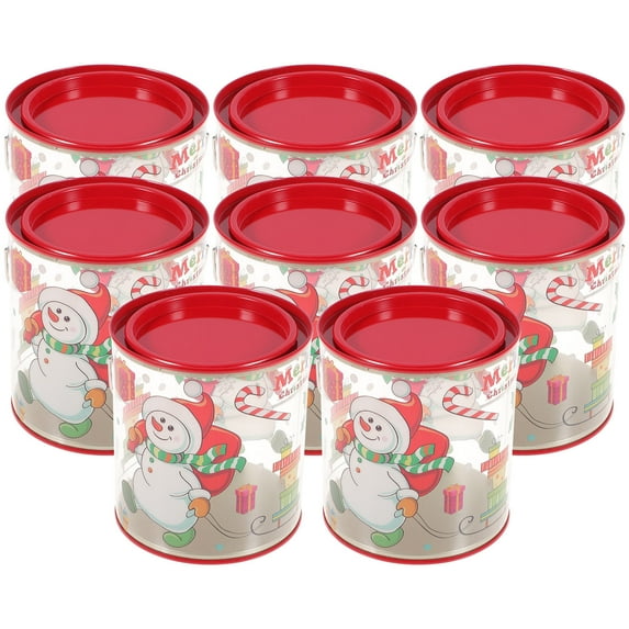 PBPBOX 8Set Decoration Storage Box Assorted Color PVC Christmas Themed Bucket for Families