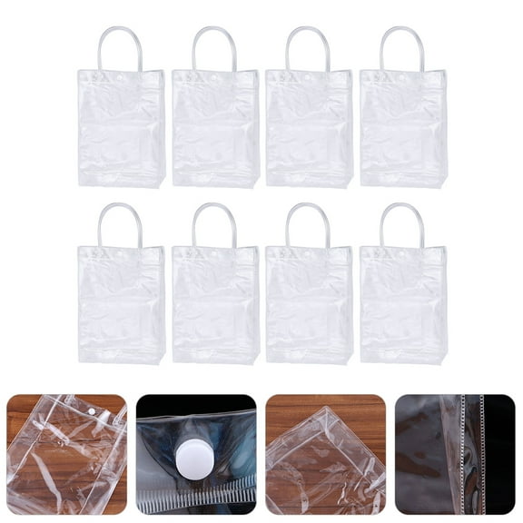 PBPBOX 8pcs Clear Plastic Tote Bag for Party Use with Waterproof Material and Portable Handle
