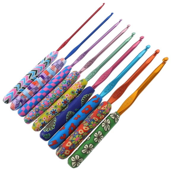 PBPBOX 9Pcs Aluminum Crochet Hooks Set for Home Use with Ergonomic Smooth Grip